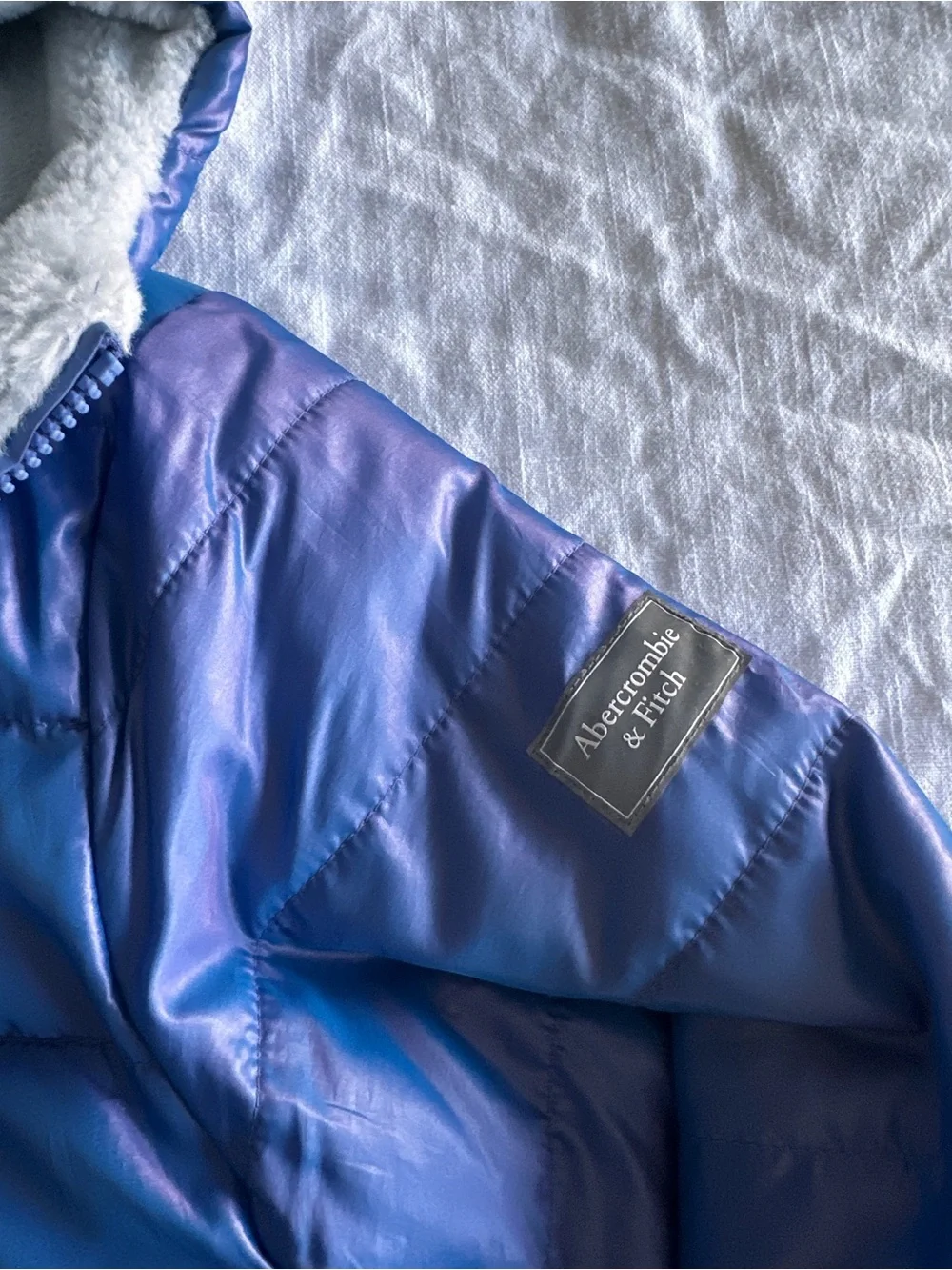 Abercrombie & Fitch Iridescent Blue Hooded Puffer Jacket